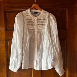 GAP Ivory Lace-Trimmed Blouse